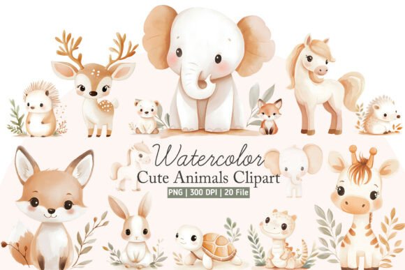Download Watercolor Cute Animals PNG Clipart - Cute animal Collection