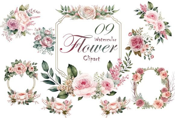 Download Pink Roses Watercolor Flower Clipart - Watercolor flower clipart Collection