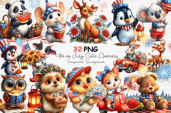 Download 4th of July Cute Animals PNG - Cute animal Collection