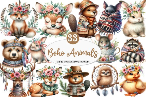 Download Boho Woodland Animals, Cute Animals Png - Cute animal Collection