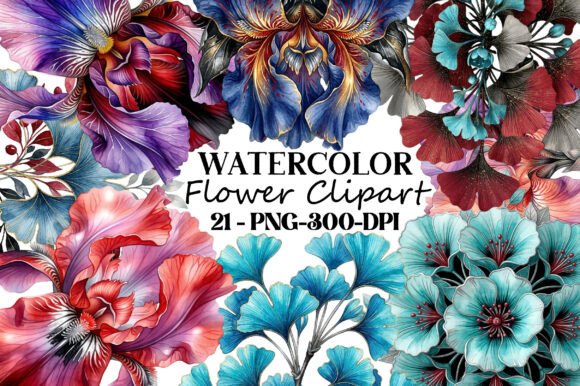 Download Watercolor Flower Clipart Bundle - Watercolor flower clipart Collection