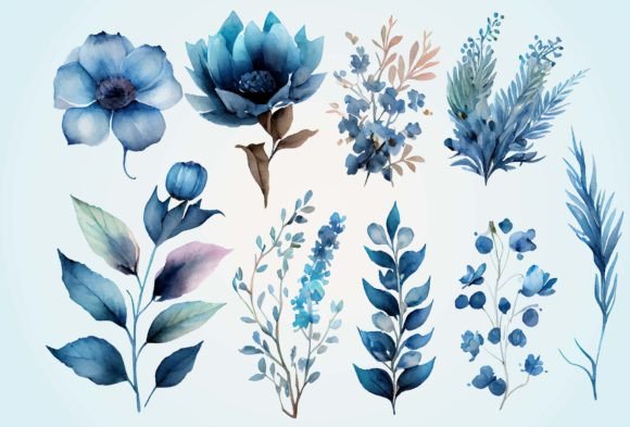 Download Blue Watercolor Flower Clipart - Watercolor flower clipart Collection