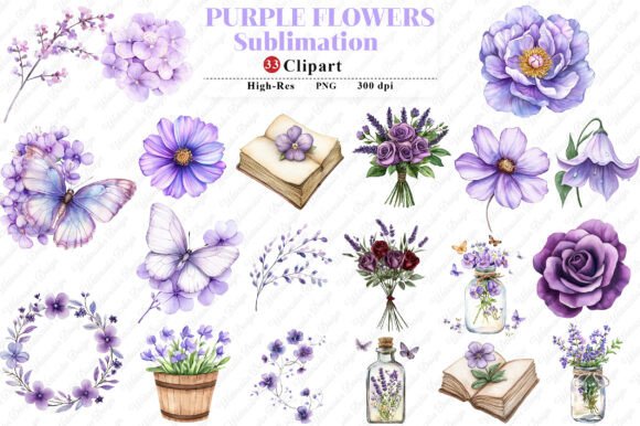 Download Purple Flowers Watercolor Flower Clipart - Watercolor flower clipart Collection
