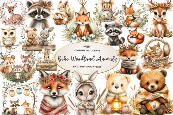 Download Boho Woodland Animals, Cute Animals Png - Cute animal Collection
