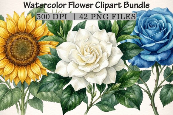 Download Watercolor Flower Clipart Bundle - Watercolor flower clipart Collection